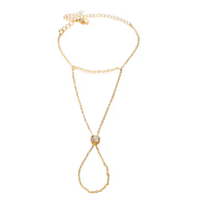 Bracelet chaîne de main doré avec perles