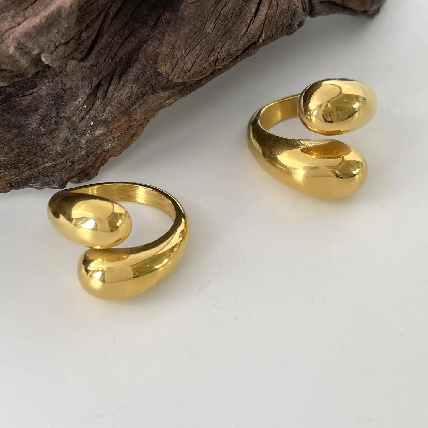 Bague goutte d’eau dorée