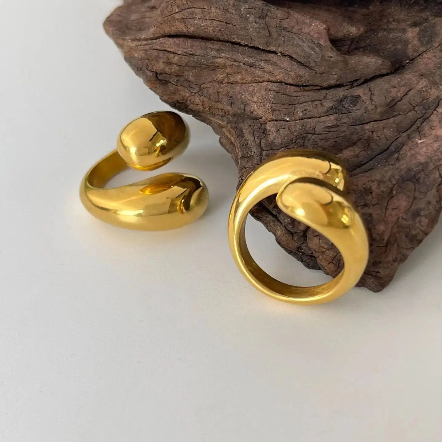 Bague goutte d’eau dorée