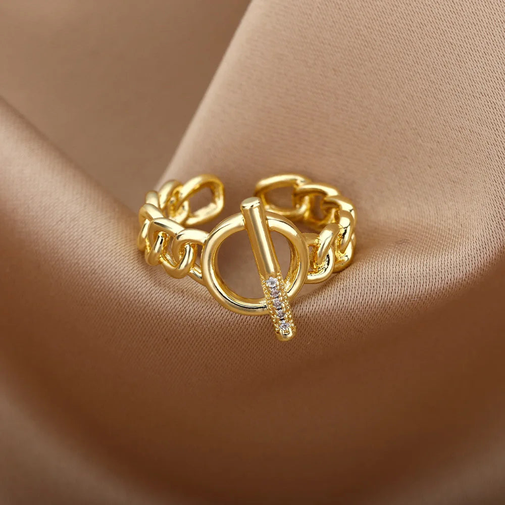 Bague chaîne dorée